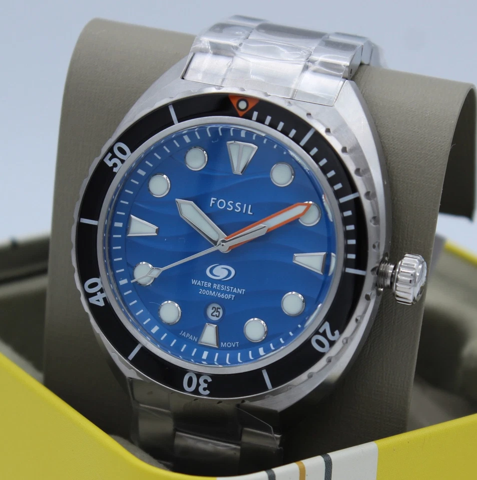 AUTHENTIC FOSSIL BREAKER SILVER BLUE BLACK MEN'S FS6064 WATCH