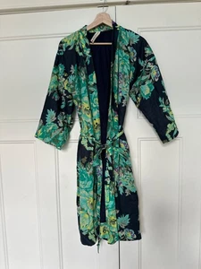 Handmade Robe Womens Kimono Floral Cotton One Size Boho - Picture 1 of 4