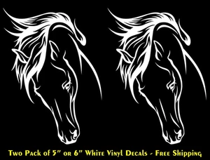 Horse Rendering White Vinyl Decals Car Laptop Tumbler Tablet Mugs Helmets - Picture 1 of 3