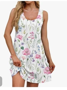 Womens Summer Dresses 2025 Beach Casual Sleeveless Floral - Picture 1 of 6