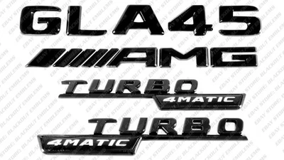 Gloss Black Emblems Logos Letters for Mercedes-Benz GLA45 Turbo 4Matic AMG H247 - Image 1 of 4
