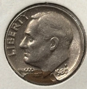 ERROR - Planchet Flaw - 1980 P Rooservelt Dime 10C (#748) - Picture 1 of 7
