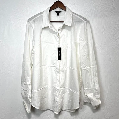 Camisa Bogari Blanca Botón Frontal Diseñada en Italia Manga Larga Mujer Talla Grande Foto 1 de 4