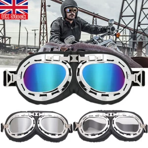 Retro Motorcycle Windproof Goggles Vintage Motorbike Glasses Bike Sports Eyewear - Picture 1 of 22