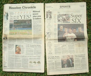 HOUSTON CHRONICLE~HOUSTON ASTROS NO HIT YANKEES 6/12/2003~COMPLETE SECTIONS! - Picture 1 of 3