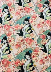 100% Cotton Mask Fabric NEW Disney Princess Mulan Floral sold by 1/2 yard - Picture 1 of 1