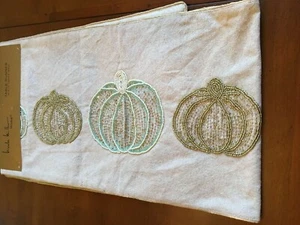 Nicole Miller Five Beaded Pumpkins Table Runner Lined 14 x 72 NEW - Picture 1 of 8
