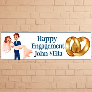 2 x Personalised Engagement Banner Diamond Ring Elegant Party Decoration - Picture 1 of 10