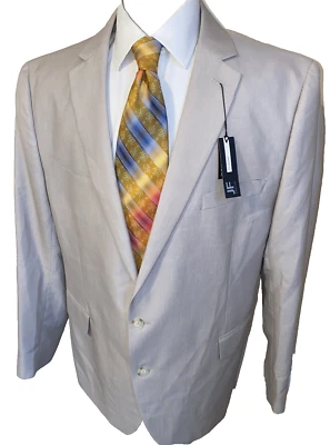 NEW J Ferrar Sz 38R Classic Fit Poly Rayon Bone Shimmer Sport Coat Blazer Jacket - Image 1 of 4