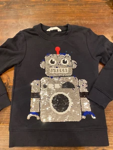 H&M boy/girl flip sequins robot black sweatshirt size 6-8. EUC. unisex - Picture 1 of 5