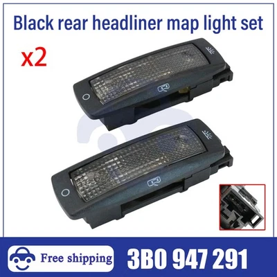 Luz domo mapa lectura trasera negra 2 piezas para VW Golf Passat Beetle 3B0947291BB41 Foto 1 de 4