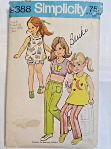 Pants Shorts Tunic Tank Crop Top Girls 3 Simplicity 9388 Sewing Pattern Cut VTG - Picture 1 of 8