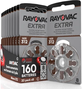 160 Batterie per Apparecchi Acustici Auricolari Rayovac Extra Misura 312 PR41 (M - Foto 1 di 12