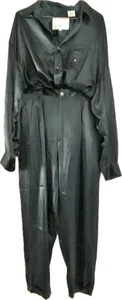Required Fashion Index 80er-90er Jahre Herren Seide Hemd Hosenanzug 36x34 (32x29) dunkelgrün - Bild 1 von 16