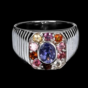 925 Sterling Silver Ring Oval Iolite 8x6mm Tourmaline Gemstone Jewelry Size 9 - Picture 1 of 13
