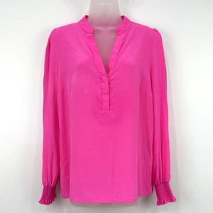 Lilly Pulitzer Silk Top Womens L Hot Pink Dae Feminine Preppy Office Lightweight - Picture 1 of 11