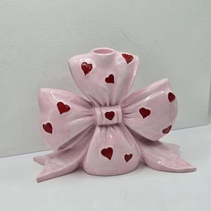 Portacandele civetta fiocco cuore rosso rosa San Valentino 6"H Preppy - Foto 1 di 16