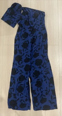 Kate Spade Women's Classic Linen Blend Rose Jumpsuit Sz 6 Blue - Image 1 of 4