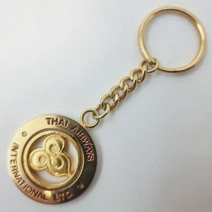 Thai Airways International LTD Keychain Medallion Keyring Spinner Lovely Vintage - Picture 1 of 9