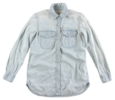 Camisa Madewell Algodón Azul Lavado Claro Denim Cuello Manga Larga Abotonada XS Foto 1 de 4