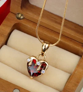 Heart Drip Blood Red Pendant in Gold Finish Dainty Charm, XPPT1694 - Picture 1 of 12