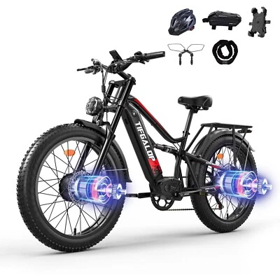 TIFGALOP Bicicletta Elettrica 250W 52V Doppio Motore Pedelec Sospensione Completa 1092WH MTB Adulti