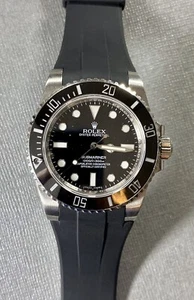 Correa de goma vulcanizada acampanada negra de 20 mm para relojes Rolex de cerámica Submariner - Imagen 1 de 11