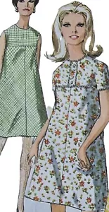 1960s Smock Swing Yoked Dress Round Neck Mini Simplicity 7532 Sewing Pattern - Picture 1 of 3