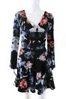 Cooper St Womens Reality Long Sleeve Floral A Line Dress Black Size 2 10806801