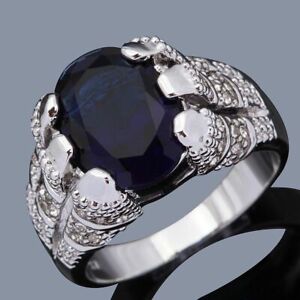 Size 9 Expensive Blue Topaz 18K Gold Filled Nobby Engagement Rings For Men