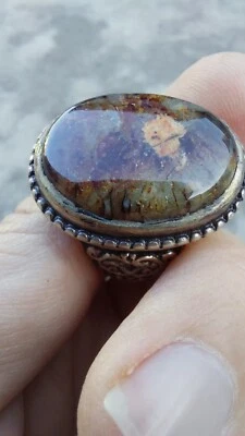 Anillo Sufí Plata Hecho a Mano Vintage 100% Natural Yemení MARRÓN AQEEQ Hígado Ágata Foto 1 de 4