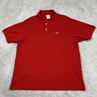 Lacoste Polo Mens Sz 6 Red 2-Button Short Sleeve Shirt Classic Croc Logo 5191L