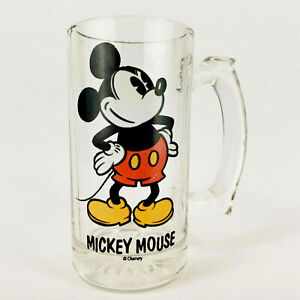 Walt Disney Mickey Mouse Glass Mug Stein Vintage Glass Mug Stein 