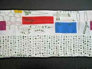Vtg 1970s Curtain Valance Vegetable Mushrooms Carrots Peas Sears 80 x 12 Pop Art - Picture 1 of 6