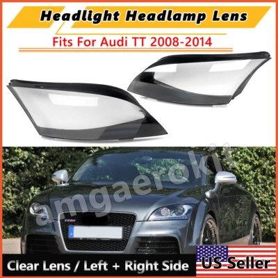 Front Headlight Cover Headlamp Lens Shell For AUDI TT Roadster 08-14 Left Right - Image 1 of 4