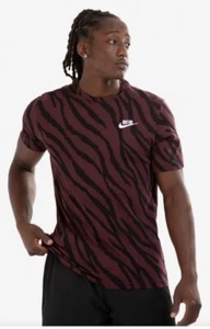 Nike Sportswear Crush Tee Tiger Print Shirt Burgundy Men's Sz M NEW DN5187-652 - Picture 1 of 2