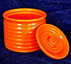 Pot à épices orange Bauer poterie la plus petite taille des années 1930 avec couvercle non marqué