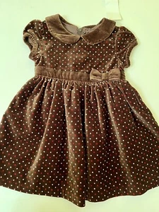 NWT Infant Girls 12-18 m Gymboree SWEET TREATS Cotton Velour Brown HOLIDAY DRESS - Picture 1 of 6
