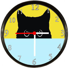 Cat Face Black Frame Wall Clock