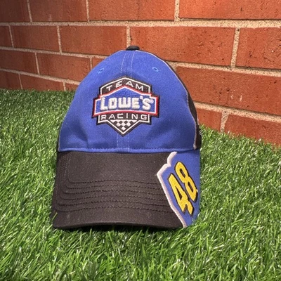 Gorra Team Lowe's Racing Jimmy Johnson con logotipo número 48 ajuste elástico persecución auténtica Foto 1 de 4