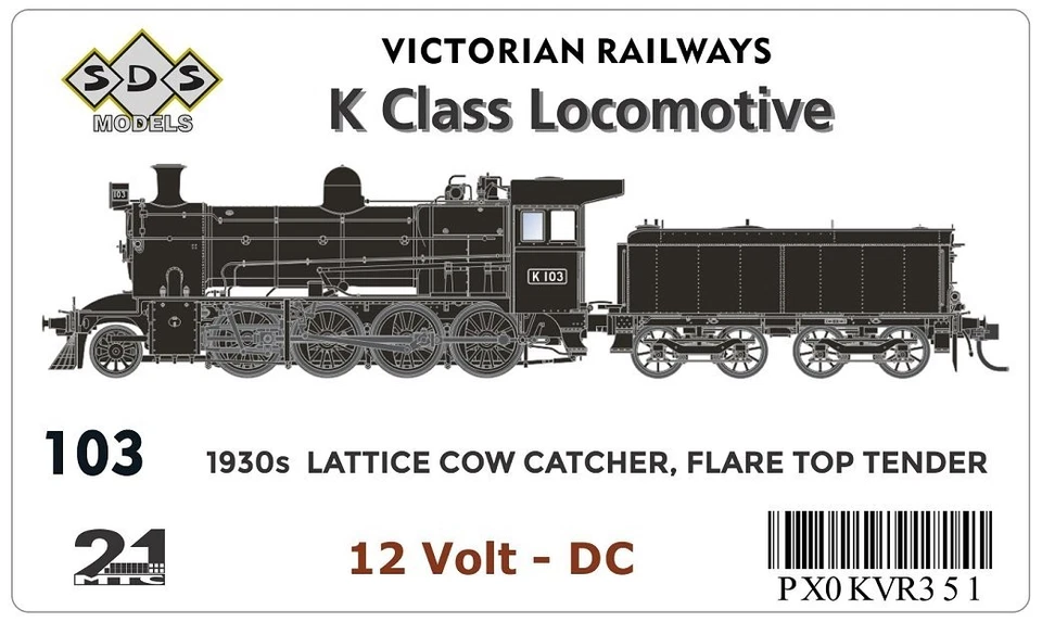 SDS Models VR K Class Steam Locomotive 1930s, Flare Top Tender K103 DC - image 1 of 1