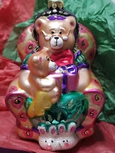 DE COLECCIÓN VIDRIO SOPLADO ADORNO DE NAVIDAD MAMÁ OSO Y BEBÉ OSO CON REGALOS 5" - Imagen 1 de 7