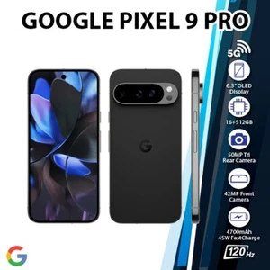 Google Pixel 9 Pro 5G Android Cell Phone (Obsidian/16GB+512GB/eSIM/Unlocked) - Afbeelding 1 van 5