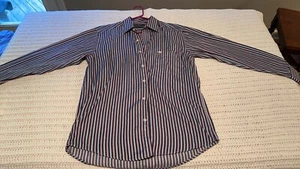 Giorgio Armani 16 32-33 Camicia elegante uomo con bottoni blu righe rosse - Foto 1 di 6