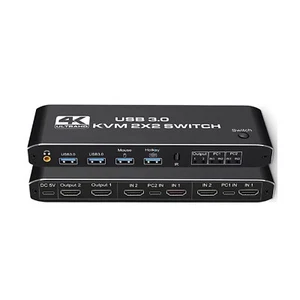 2 in 2 out Dual Monitor HDMI KVM Switch Display USB 3.0 HDMI KVM Switch H - Afbeelding 1 van 15