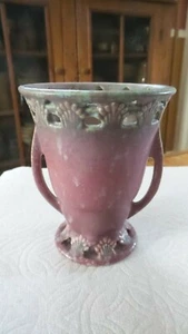 Antique ROSEVILLE Pottery FERELLA VASE, 5", Stippled Red, Handled - Picture 1 of 7