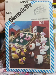 Barnyard Animal Pig Goose Chicks Sheep Simplicity 6353 Sewing Pattern Role Play - Picture 1 of 1