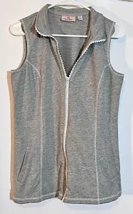 Quacker Factory Rhinestone Zipper Gray Bling Vest Pockets Knit Womens XS - Picture 1 of 7