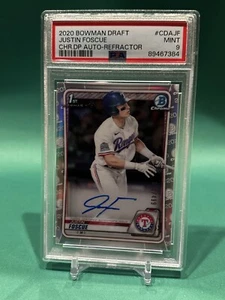 2020 Bowman Draft Chrome Justin Foscue Refractor /499 #CDA-JF PSA 9 Auto Rangers - Picture 1 of 2