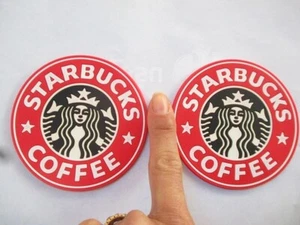 promo coffee starbuck siren coasters 3 1/4 inch 2 red silicone mats mermaid logo - Picture 1 of 2